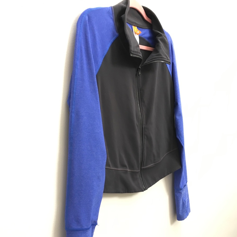 Lucy Activewear Zip Up Crop Jacket, Blue Black, L